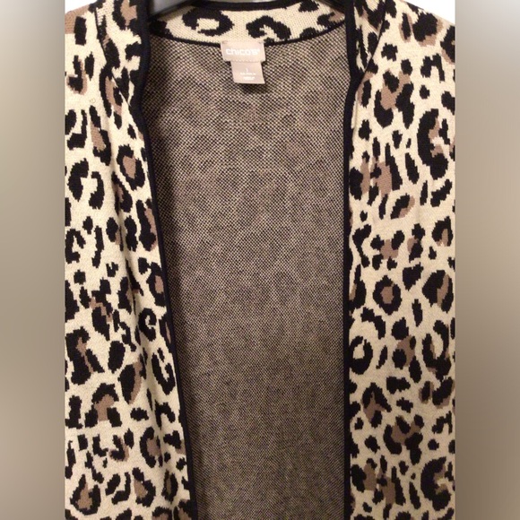 Chico’s Leopard Print Open Front Sweater Cardigan - Picture 3 of 7